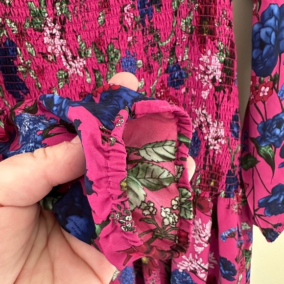 EUC Hatch The Freya Maternity Smocked Long Sleeve Dress Pink Queen Floral 2 M - Picture 8 of 10